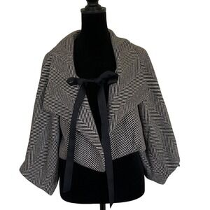 Walter by Walter Baker Herringbone Wide Collar Crop Blazer Size Small Coquette